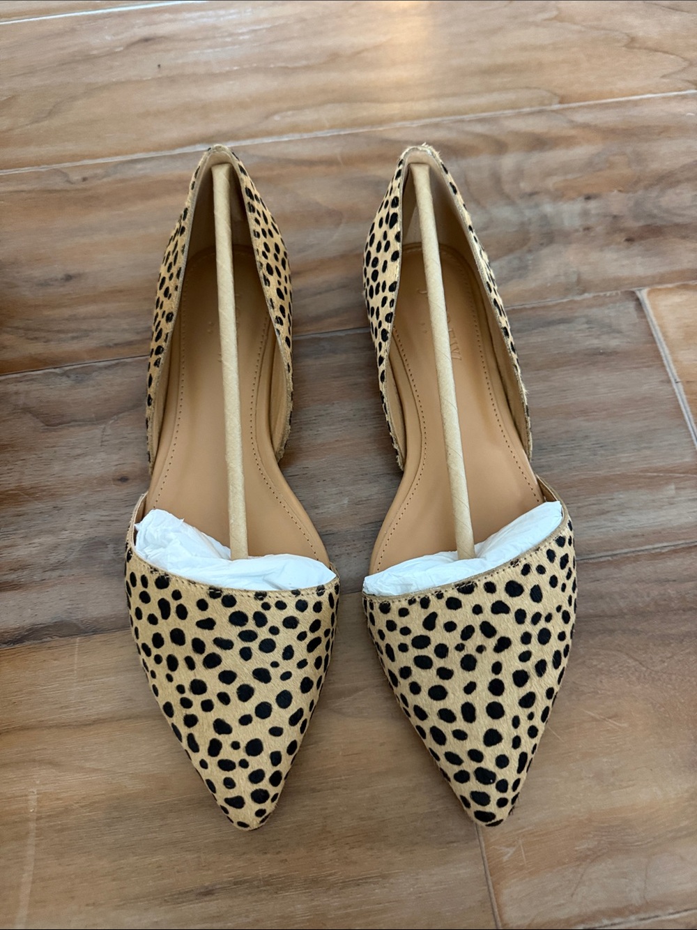 NIB J.Crew Zoe Calf Hair D'Orsay Flats - Tan/Black  size 5.5 - Picture 2 of 6